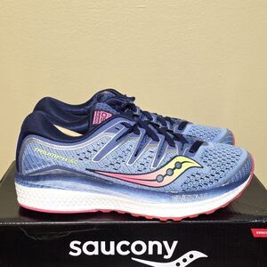 Saucony Triumph ISO 5 Running Shoes Blue Navy Pink S10462-1 Women's Size 5